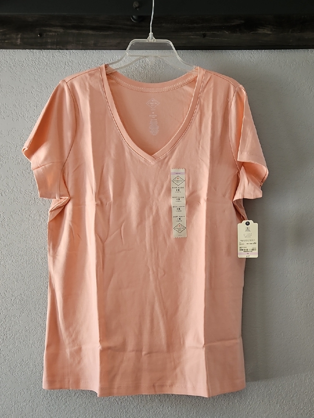 St. John's Bay Peach V-Neck Short Sleeve Top 1X NWT